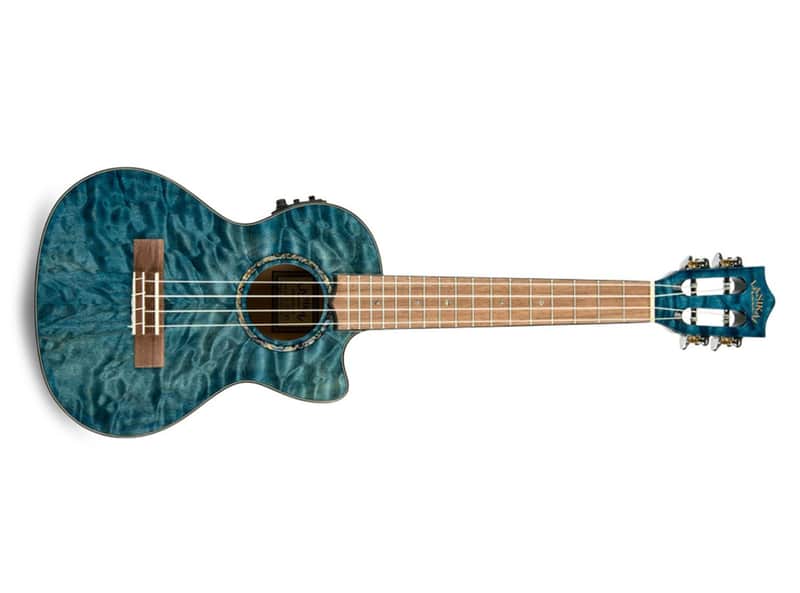 Lanikai QMBL-CET Quilted Maple Blue Stain Tenor Acoustic-Electric Ukulele image 1