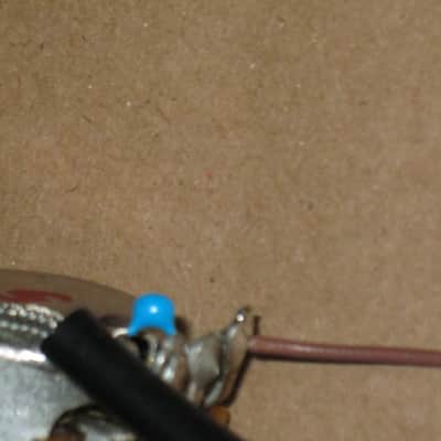 A+ 2010s Gibson control harness: 1 volume 500K audio long shaft pot + nut/washer, 1 tone 500K audio long shaft pot + nut/washer, wires, wire insulation, blue capacitor 0.022 uF, jack + nut/washer (NO switch, NO wires for connecting switch) image 15