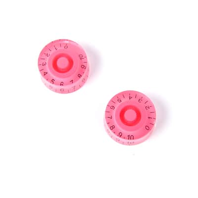 Set of 2 Hatbox Style Electric Guitar Knobs, Pink /Black numeral