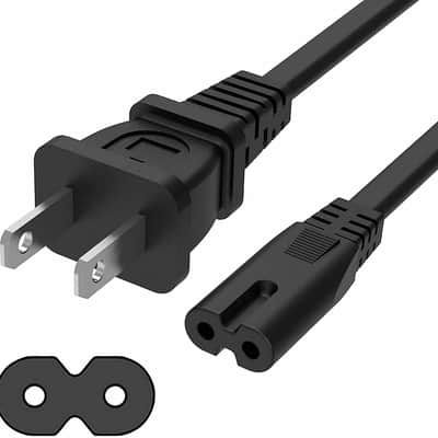 5 Core 100 Pieces Extra Long AC Wall Power Cord for Led LCD TV Vizio Samsung 6 Feet 2 Prong PP 1001 100 Pcs image 5