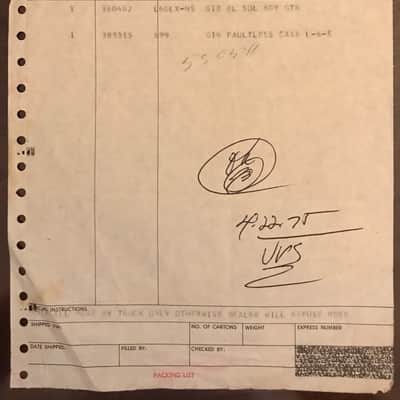 Gibson Rare Kalamazoo factory sales receipt L6 DLX 1975 Natural image 2