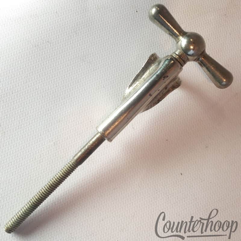 *Leedy 1x Bowtie Tension T-Rod+Claw Vintage 30s Nickel Bass Drum Faucet Set USA* image 1