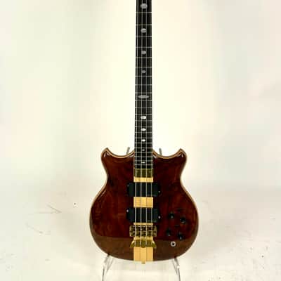 1998 Alembic Stanley Clarke Signature Standard Bass Natural Flame Walnut Short Scale image 2