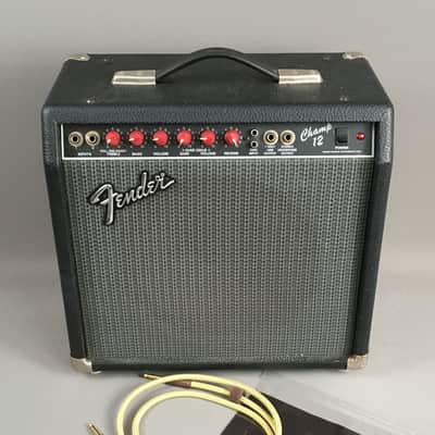 Vintage Fender Tube Champ 12 1987-1993 Rare Original Red Knob Guitar Amp Black Grey Tolex Original Print Ad Mint image 6