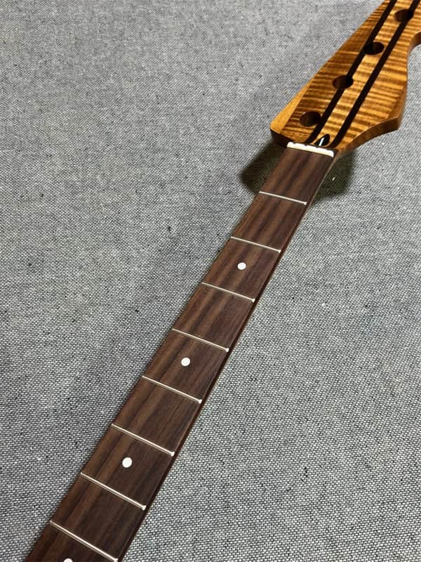 4 String 20fret 5 Piece Roasting Flamed Maple Bass Neck part Rosewood Fretboard image 1