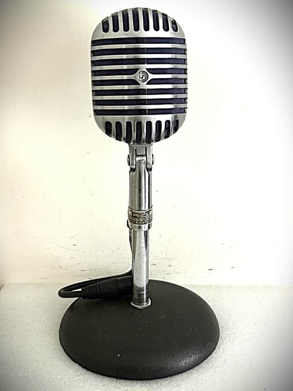 Gorgeous 1950's Shure/Bogen U10X Dynamic Microphone, works, w/cable, stand (55) imagen 1