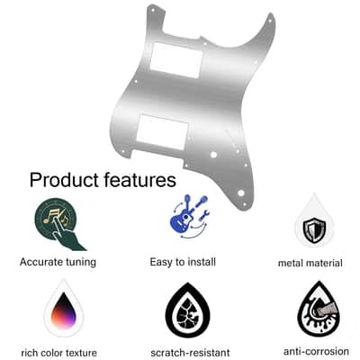 HH Metal Guitar Pickguard 11 Hole with Covered Humbucker 2-Pot Layout - for Fender Squier Strat Style Electric Guitar Stainless Steel image 3