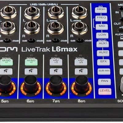 Zoom LiveTrak L6max 12-Channel Portable Digital Mixer and Recorder Bundle with ERL-6 Eurorack Adapter, Rack Mount Plates, Power Adapter, Ribbon Cable, Screws image 4