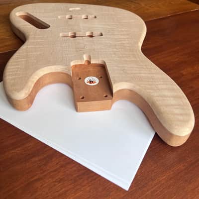 High End Offset Bass Body – Unfinished THICK Curly Maple Top, Solid ONE piece Mahogany Back, Front Routed NOS- limited luthier supply R4 image 16