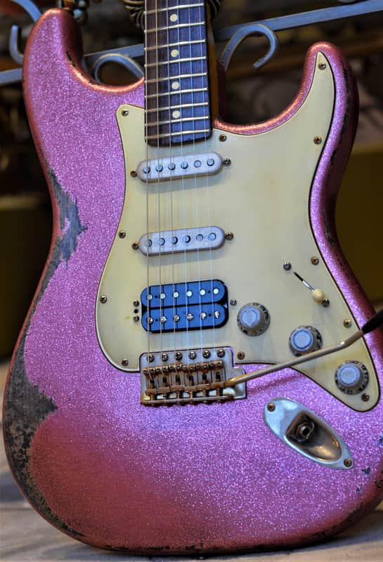 American Fender Stratocaster Relic Custom Nitro Pink Sparkle HSS CS Texas Specials image 1