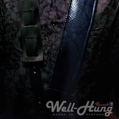 Well-Hung Snakes in My Brain "Midnight Blue" Python 3" wide padded guitar strap image 5