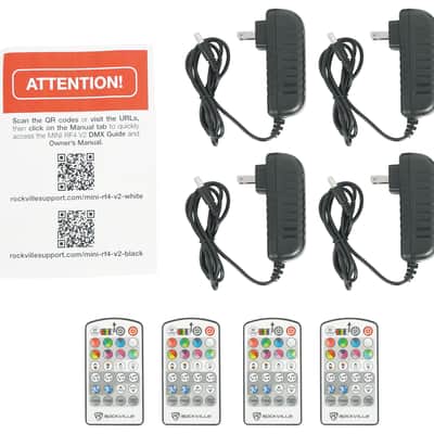 Rockville 4 PACK MINI RF4 V2 BLACK DJ Par Wash Up Lights+Wireless DMX+App+Bag image 11