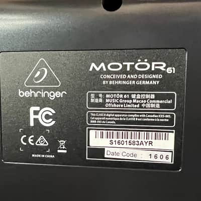Behringer Motor61 Keyboard Controller Mint! image 7