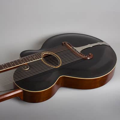 Gibson Style U Harp Guitar (1908), ser. #7554, Mark Leaf molded fiberglass hard shell case. image 7