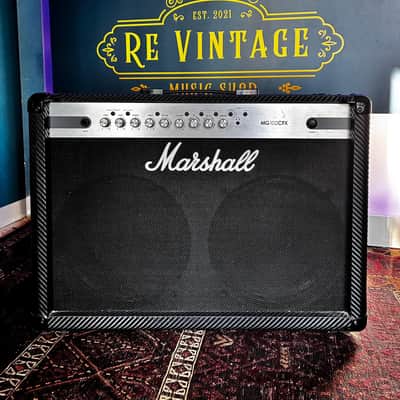 Marshall MG Carbon Fiber MG102CFX 2-Channel 100-Watt 2x12" Solid State Guitar Combo 2011 - 2018 - Black Carbon Fiber image 2
