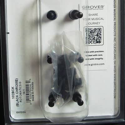 Grover 102BCK Rotomatic Tuners 3 +3 Keystone Button Black Chrome Finish image 4