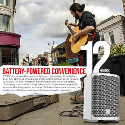 Electro-Voice EVERSE 8 8-Inch 2-Way Battery Powered Loudspeaker (White) Bundle with Focus Pro Audio All-Aluminum Speaker Stand Pack and 25-Feet XLR Male to Female Microphone Cable image 4