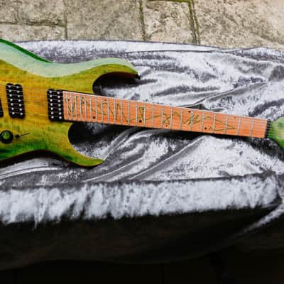 Boutique guitar Ergal 7 string fanned points and lines edition by GB Liuteria image 5