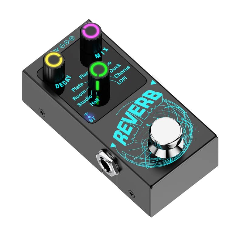 Mini Reverb Guitar Pedal, Verb Square Digital Reverb 9 Modes Room, Hall, Chorus, Duck, Plate, Studio, Echo, LOFI with True Bypass Aluminium alloy case (Black Reverb) image 1