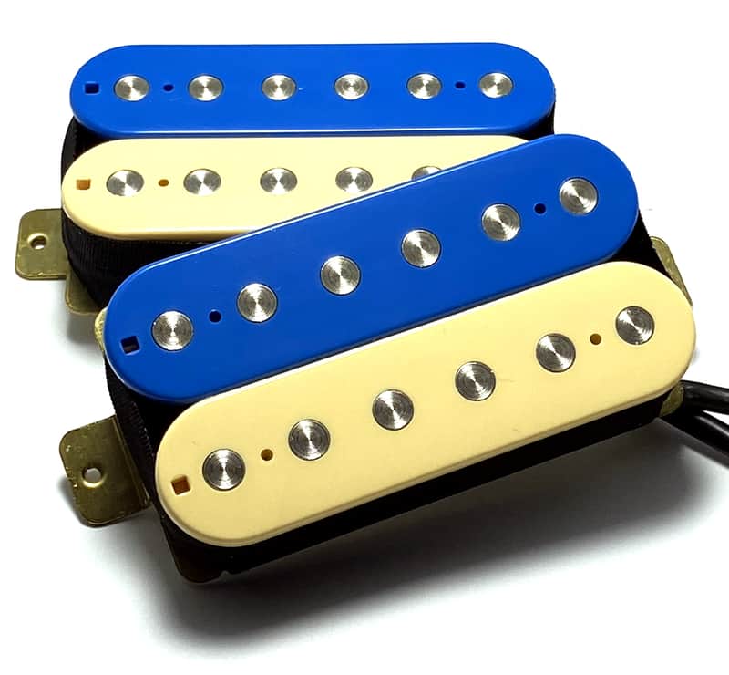 Dragonfire Zebra Screamers HH Set ~ Blue Cream Zebra Set Style #4 ~ Humbucker Pickups, Bridge + Neck image 1