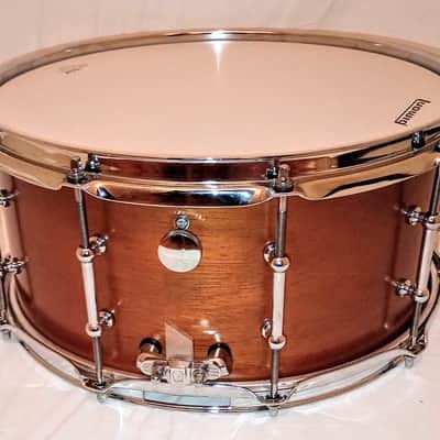 LUDWIG UNIVERSAL (CUSTOM W/ MUFFLER) MAHOGANY VIDEO LINK 6.5X14 MAPLE RINGS  - SATIN FINISH - FREE SHIP TO C-USA! image 4