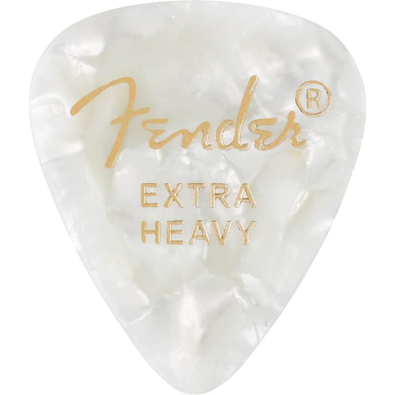 Fender Premium Celluloid 351 Shape Guitar Picks, Extra Heavy, White Moto, 12-Pack image 1