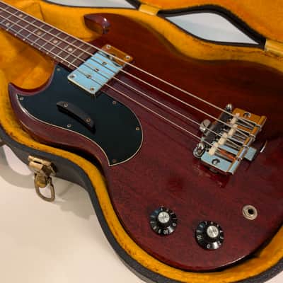 Left handed 1969 Gibson EB-0 electric bass - Cherry image 1