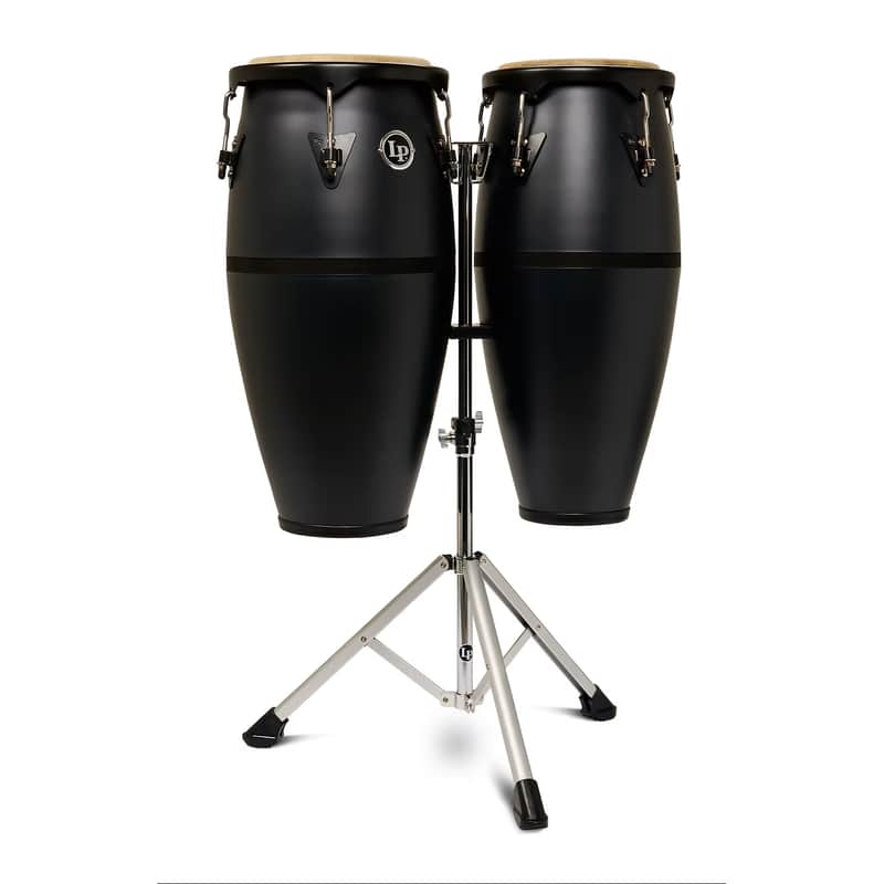 LP Discovery II 10" and 11" Conga Set with Aluminum Double Conga Stand - Onyx LP646DII-OX image 1