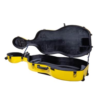 Crossrock Fiberglass Hard Guitar Case with wheels for 4/4 Cello in Yellow image 6
