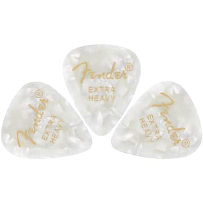 Fender Premium Celluloid 351 Shape Guitar Picks, Extra Heavy, White Moto, 12-Pack image 3