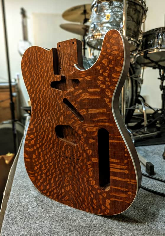 Leopard wood telecaster w/white binding image 1