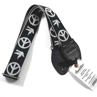 Souldier Guitar Strap (soldier) - Black & White Peace Doves - Handmade - Fabric