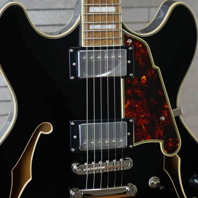 D'Angelico Premier DC Semi-Hollow Double Cutaway - Solid Black image 4