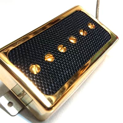 Q pickups Humbucker Sized P90s Set GOLD COVER BLACK FOIL PAF Fits Gibson Epi Greco Ibanez P90 Tone image 9