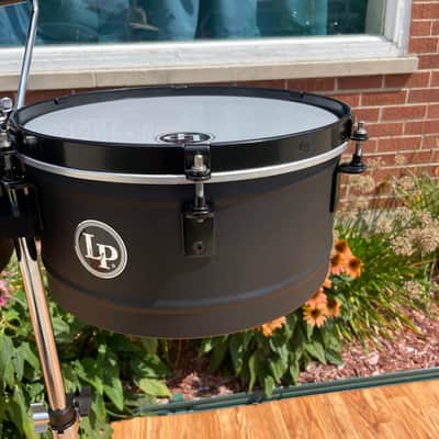 LP Latin Percussion LP256NY City Series 13″/14″ Black Sand Steel Timbales w/ Black Hardware image 6