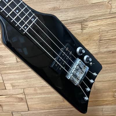 Hondo Alien Headless 4- string bass 1980's -Duke Copy  Black 30.5" scale  w/OHSC image 5