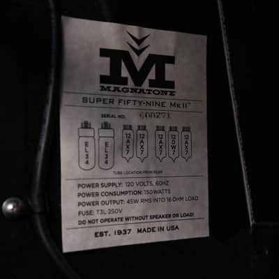 Magnatone Super Fifty-Nine M80 45-Watt 1x12" Guitar Combo 2018 - Present - Black image 6