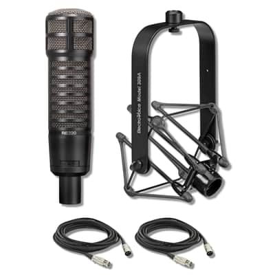 Electro-Voice RE320 Cardioid Dynamic Broadcast Microphone with 309A Suspension Shock Mount and 2x XLR Cables image 1