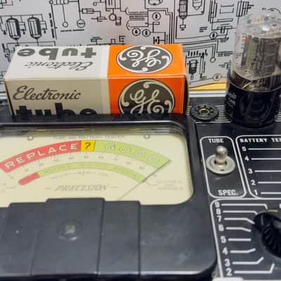 GE 6SN7GTB Matched Pair NOS Vacuum Tubes Grey Plate Side Getter Double Mica image 10