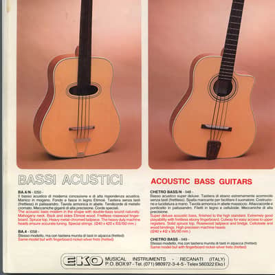 1980 EKO BA/4 Acoustic Fretless Bass Guitar Vintage Hofner Hagstrom image 25