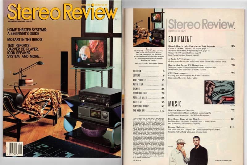 Stereo Review Magazine April 1991 Test Reports: Carver, Mordaunt-Short, Onkyo, Icon image 1