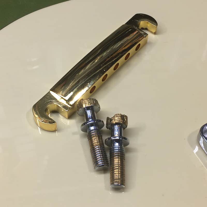 2 Gibson USA Les Paul LP SG Relic Guitar Gold Bridge Posts + StopBar Tail Piece image 1
