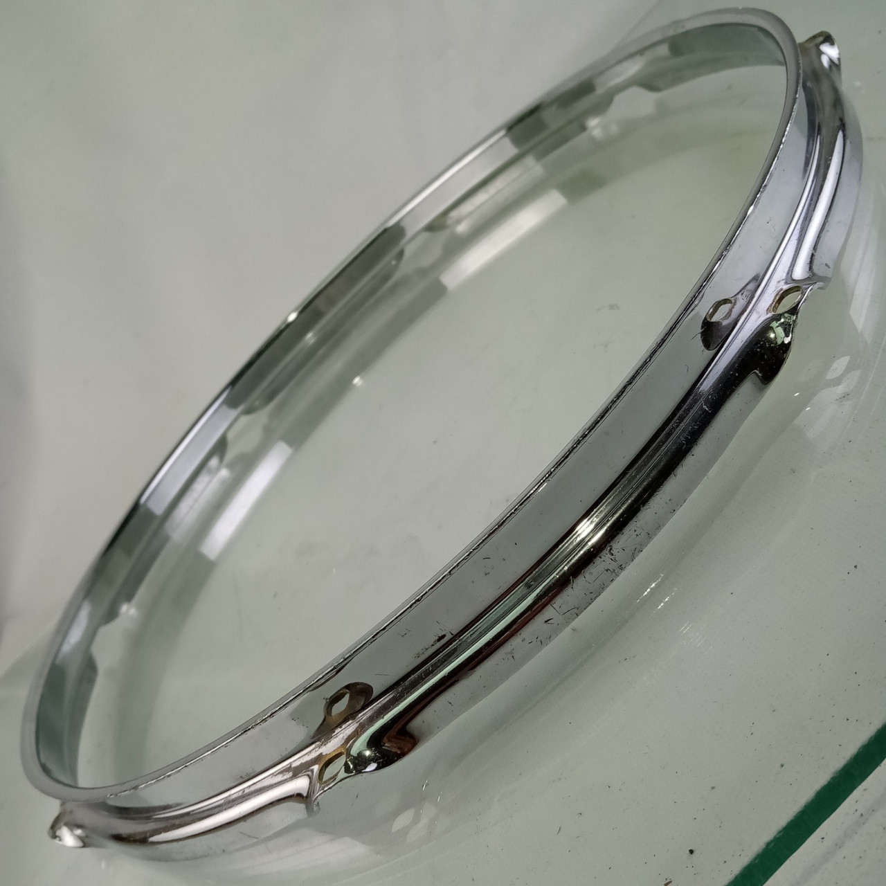 Ludwig 14"COB 8-Lug Triple-Flange Snare/Floor Tom Drum Rim/Hoop Chrome-BRASS 60s — main photograph