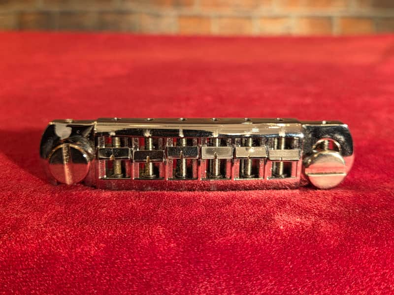 Pigtail Music Wraparound Tailpiece Chrome w/ Gold Bushings image 1