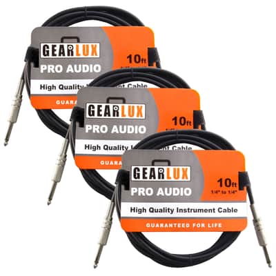 Gearlux 10-Foot Instrument Cable, Straight-Straight, Black - 3 Pack image 1