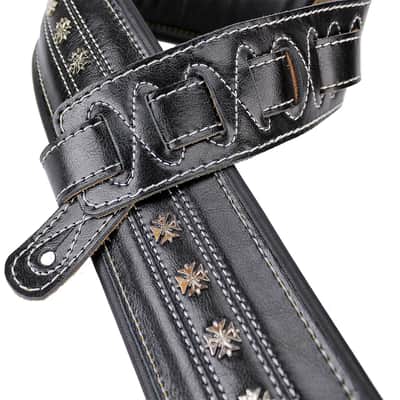 Walker and Williams C-35 Black Premium Leather Double Padded Strap with Metal Studs image 3