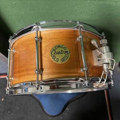Longo 14X6.5" SOLID SHELL CHERRY SNARE DRUM - NATURAL image 8