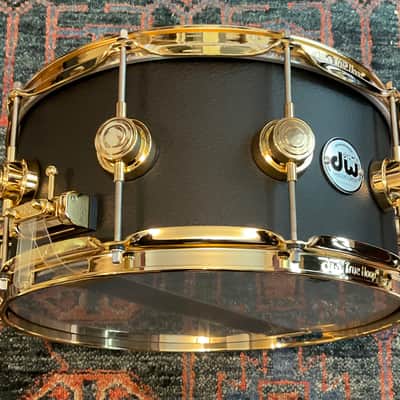 Dw Collectors 6.5 x 14 Aluminum 3mm Snare Drum - Black Powder Coated w/Gold Hw image 4