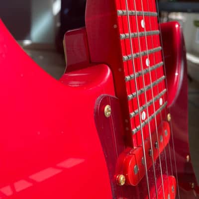 Japan made rare Fernandes LA-115KK  L'Arc-en-Ciel Ken Guitar Super Strat HSS 1995 all Red image 11