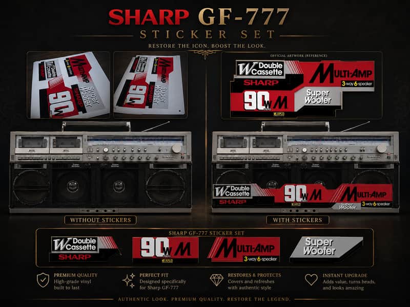 Stickers for grills SHARP GF-777 Japan Boombox Cassette Deck Gettoblaster image 1